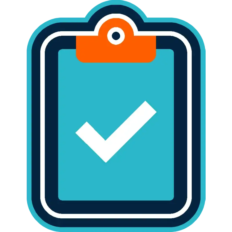 A ShingleTherapy Colored Icon of a Clipboard Representing ShingleTherapy's Inspection and Evaluation Process.