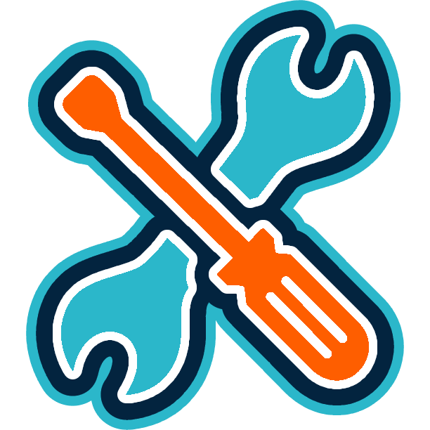 A ShingleTherapy Colored Icon of a Wrench and Screwdriver Representing ShingleTherapy's Treatment and Installation.